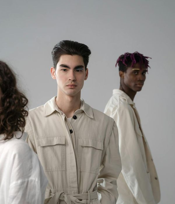 A diverse group of people feeling calm in a studio.